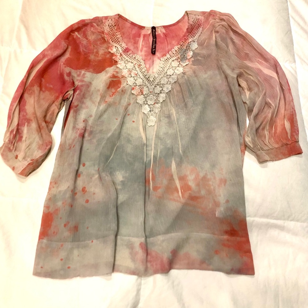 Sheer “tie-dyed” blouse